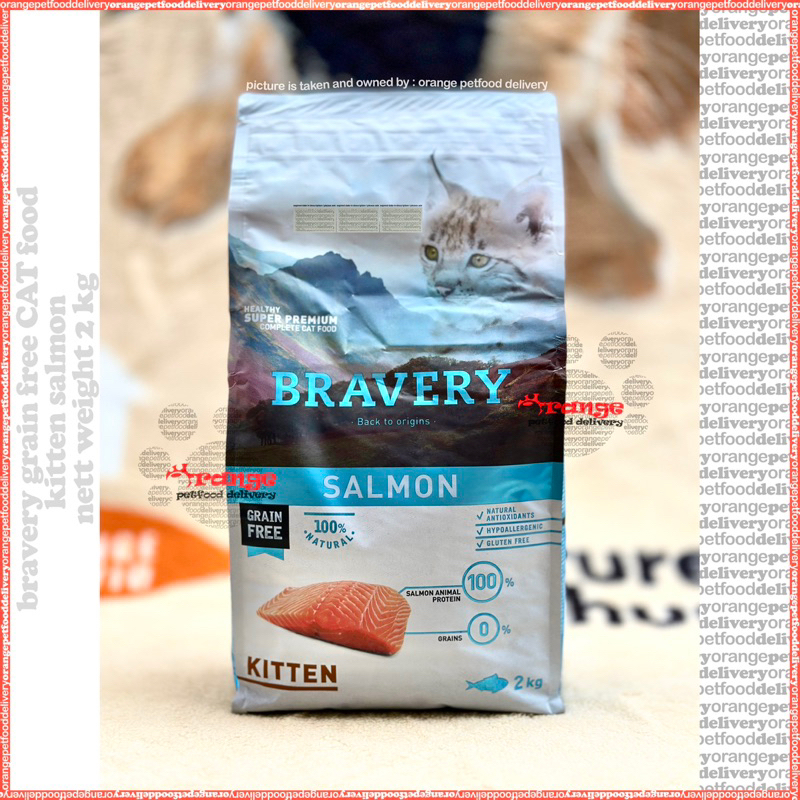 bravery KITTEN SALMON grain free 2 kg - hypoallergenic cat food makanan kucing Spain