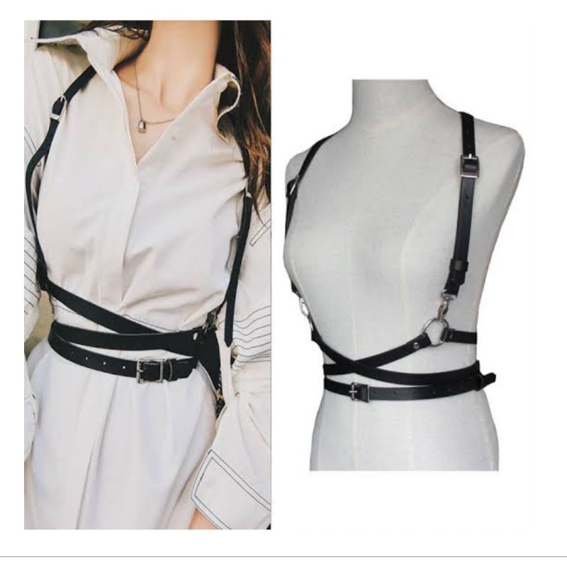 Body Belt Harness Fashion Pria Wanita Bahan Kulit Imitasi All Size Standart