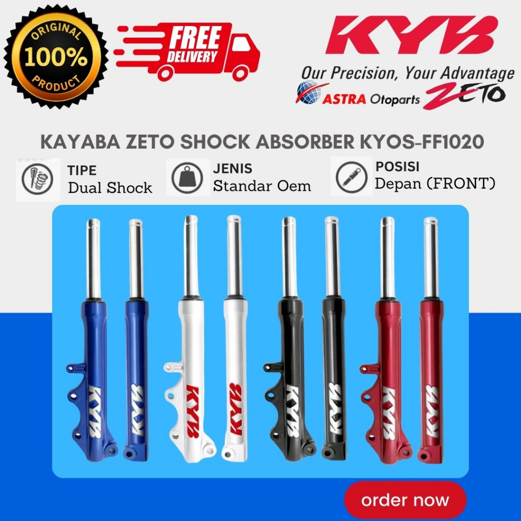 SHOCK DEPAN + TABUNG KAYABA KYOS-FF1020 SERIES / UNTUK MIO SPORTY / SHOCK AS / FRONT PIPE DEPAN / KY