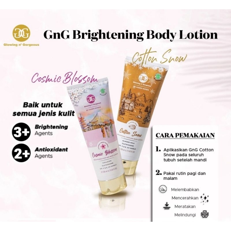 GnG Brightening Parfume Body Lotion Glowing n Gorgeous by Karen Nijsen 200ml Halal BPOM