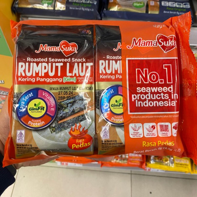 

Mamasuka Rumput Laut Kering Panggang Rasa Pedas 4.5 grm X 2 pcs