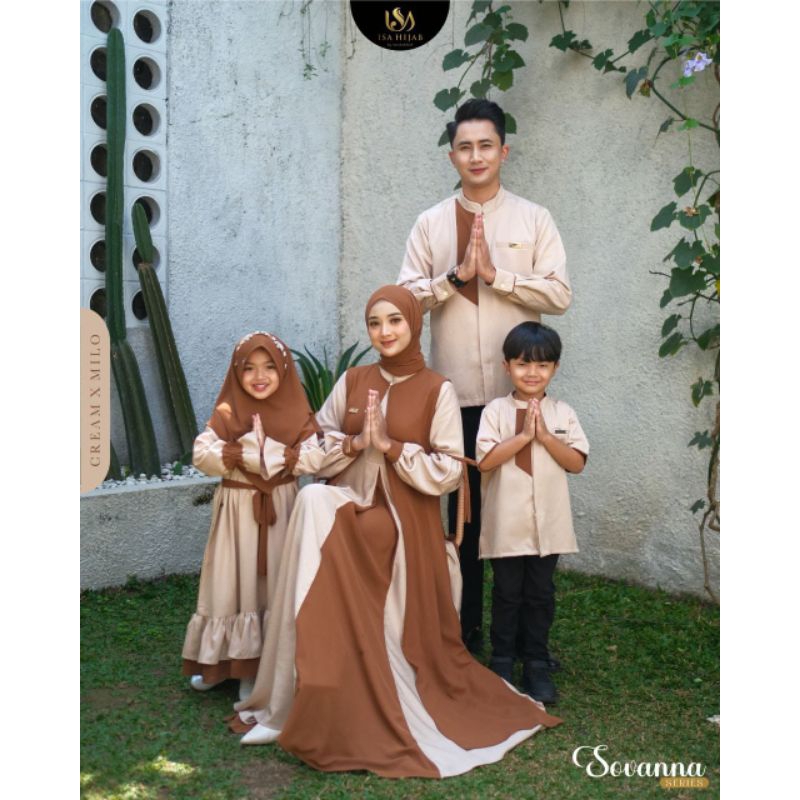 Sovanna family set by isa hijab sarimbit lebaran 2024 couple muslim gamis koko anak dewasa (pre order)