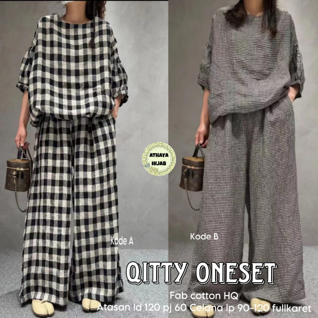 Qitty Oneset Setelan Wanita Jumbo LD 120 Cotton HQ By Athaya Hijab