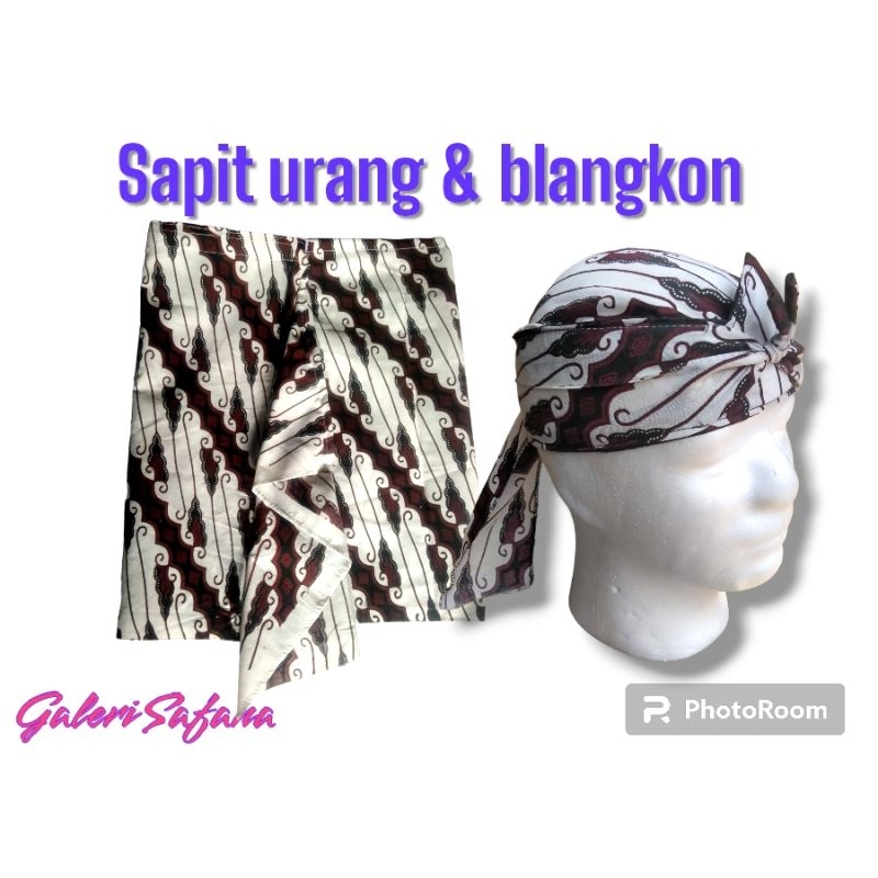 Sapit urang dan blangkon satu set motif sama sesuai gambar ukuran anak dan dewasa dan request ukuran