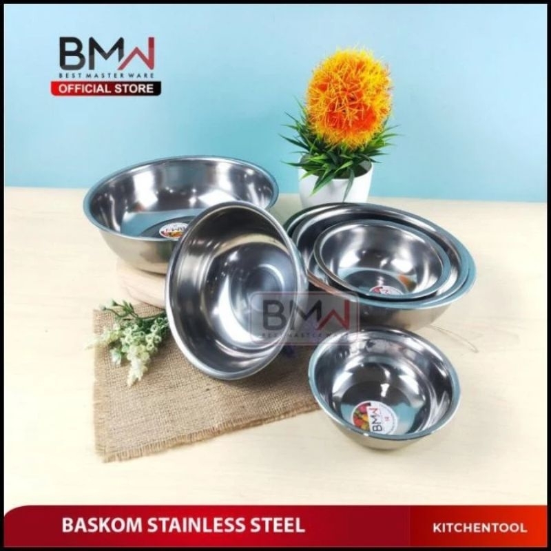 baskom stainless merk bmw/basi stainless anti karat/mangkok stainless tebal.pontianak