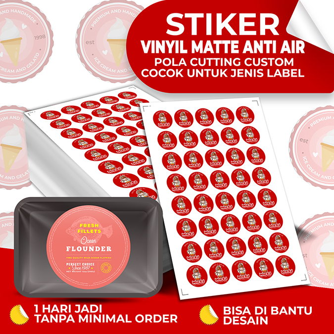 

Cetak Stiker vinyl A3+ Label Makanan dan Minuman / Print Cutting Stiker Waterproof Anti Air A3+ Label Makanan Minuman / Print Stiker Label Vinyl Termasuk kiss cut (cut sesuai pola)