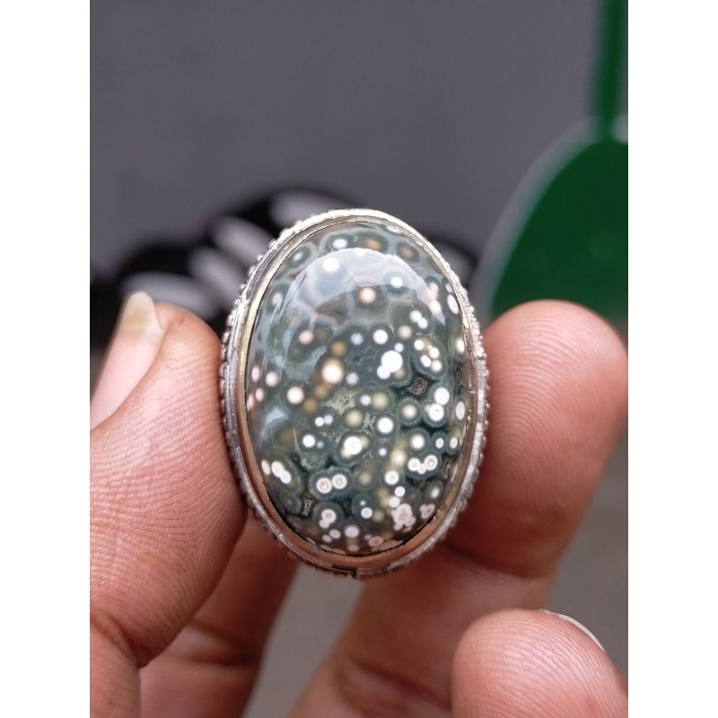 cincin batu akik permata natural akik motif ocean Jasper madagascar