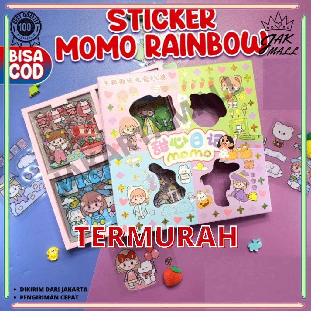 

100 Lembar Stiker Mix Warna Motif Kartun Korea Lucu Anti Air Dekorasi Handbook Scrapbook DIY JM