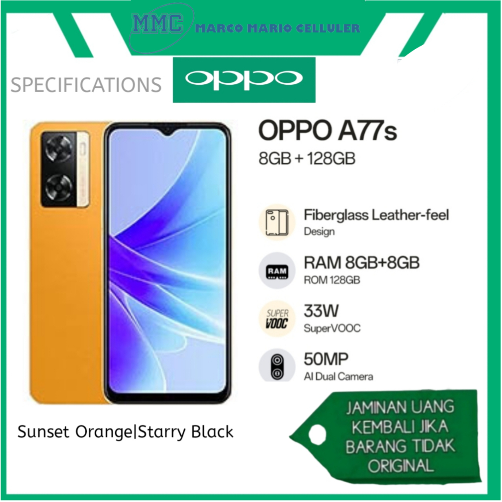 OPPO A77s ram 8GB/128GB 100%Original Garansi Resmi OPPO