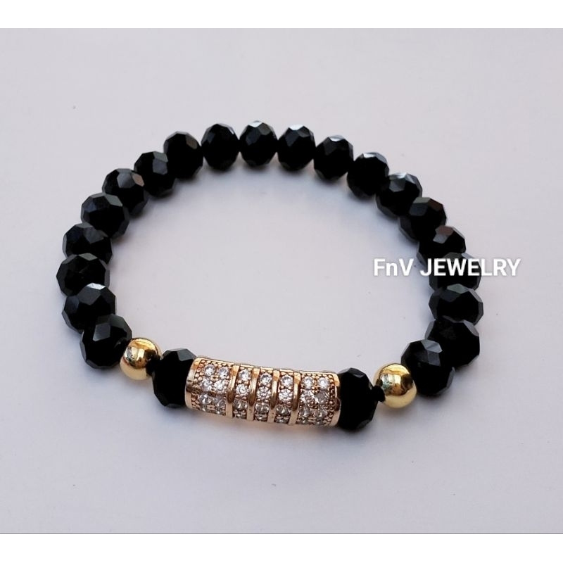 FnV JEWELRY Gelang kristal wanita gelang manik-manik kristal Ceko perhiasan Xuping lapis emas