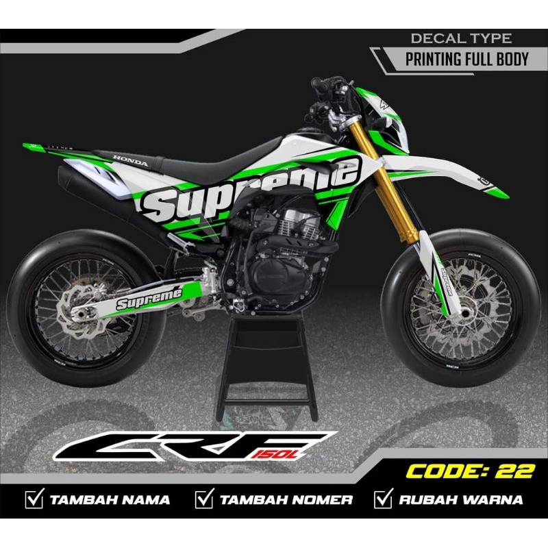 Sticker Decal Fullbody Honda Crf Motif Grafis Hijau Supreme