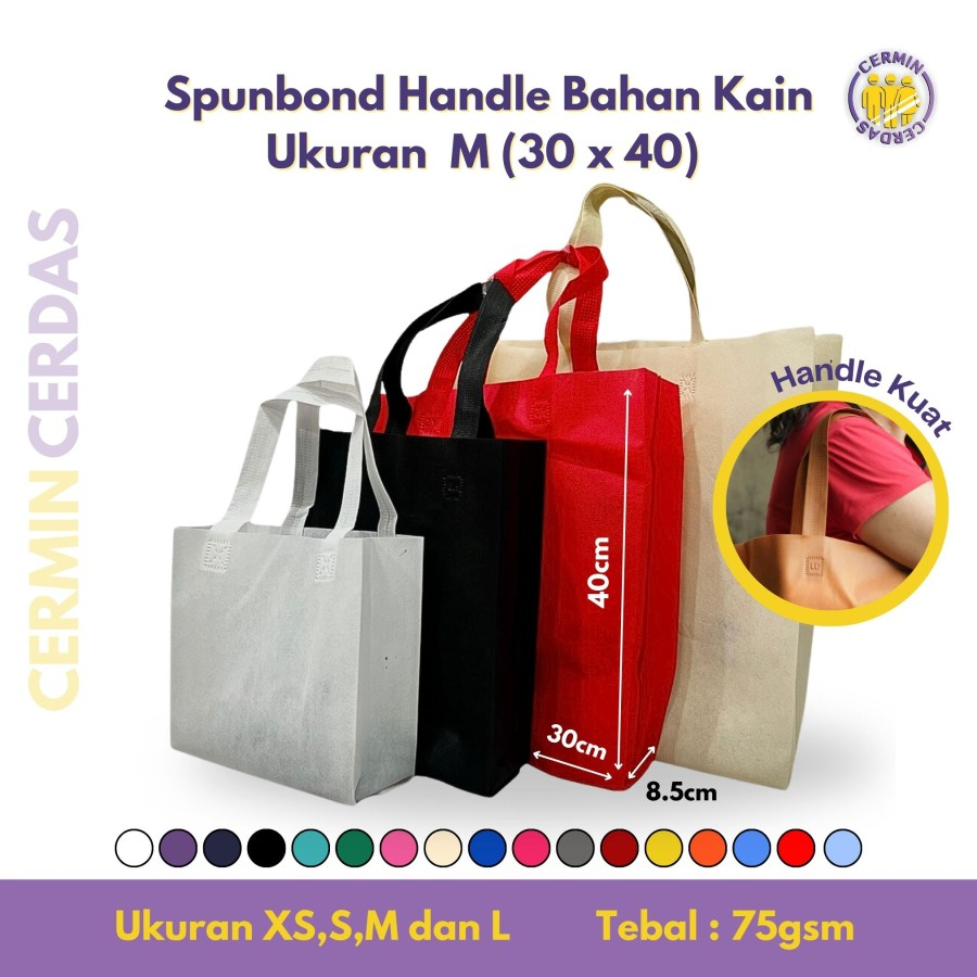 

Goodie Bag 30 x 40 Spunbond Tas Handle Bahan Kain Satuan Polos Tali