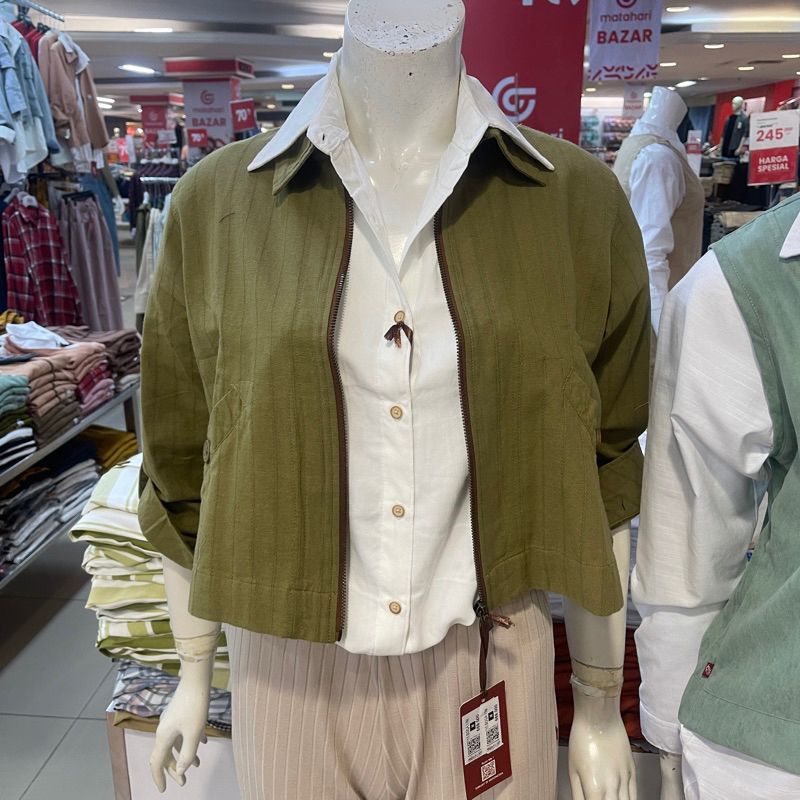 Blouse jaket crop wanita RILLEY (M-2XL)