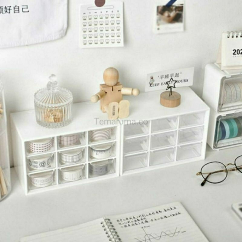 TEMARUMA KOCI - RAK KOTAK LACI MINI SERBAGUNA AESTHETIC Mini Desk Organizer With 9 Drawers / KOTAK A