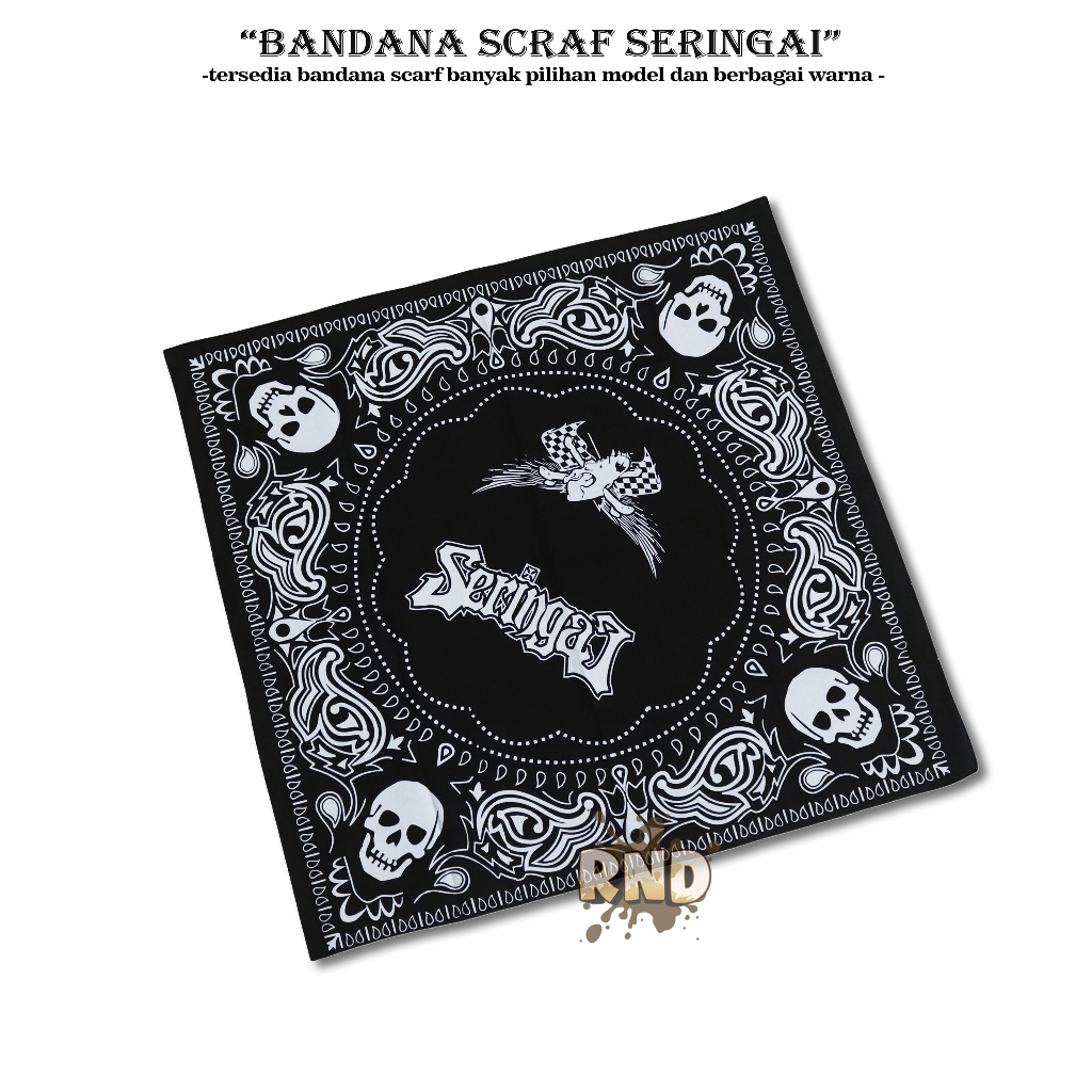 Bandana / Slayer / Scarf – Motif MUSIK BAND SERINGAI – Ukuran 49 x 49cm