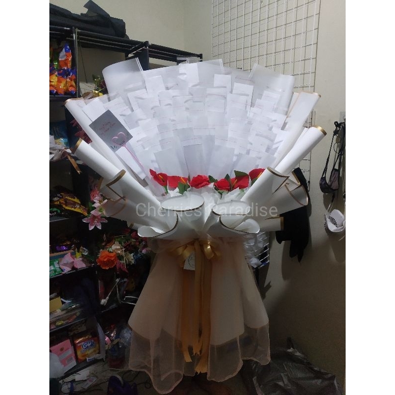 (KOSONGAN) 1 HARI JADI hanya jasa saja Bouquet Kosong buket bucket uang money 50/100 ribu jasa murah Gift Vaentine Aniv Ultah Wisuda