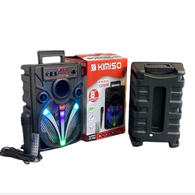 Speaker bluetooth portabel kimiso QS-7806 Speaker aktif karaoke 8.5 inch with mic
