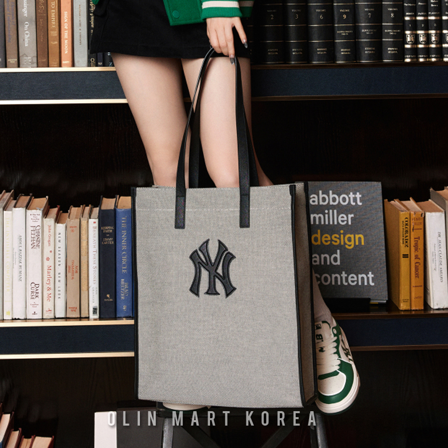 MLB BASIC CANVAS VERTICAL TOTE BAG #BLACK