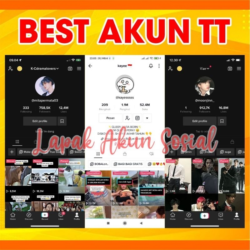 Akun Tiktok Followers Indo Real Organik Konten FYP Bisa Live