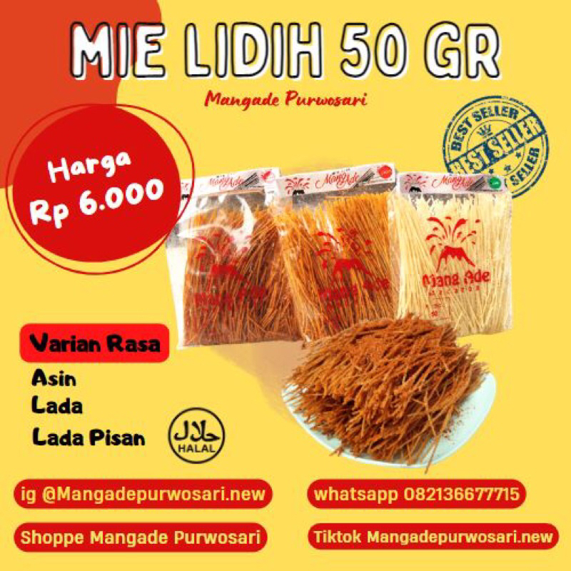 

Mie Lidih 50gr - Mangade Purwosari