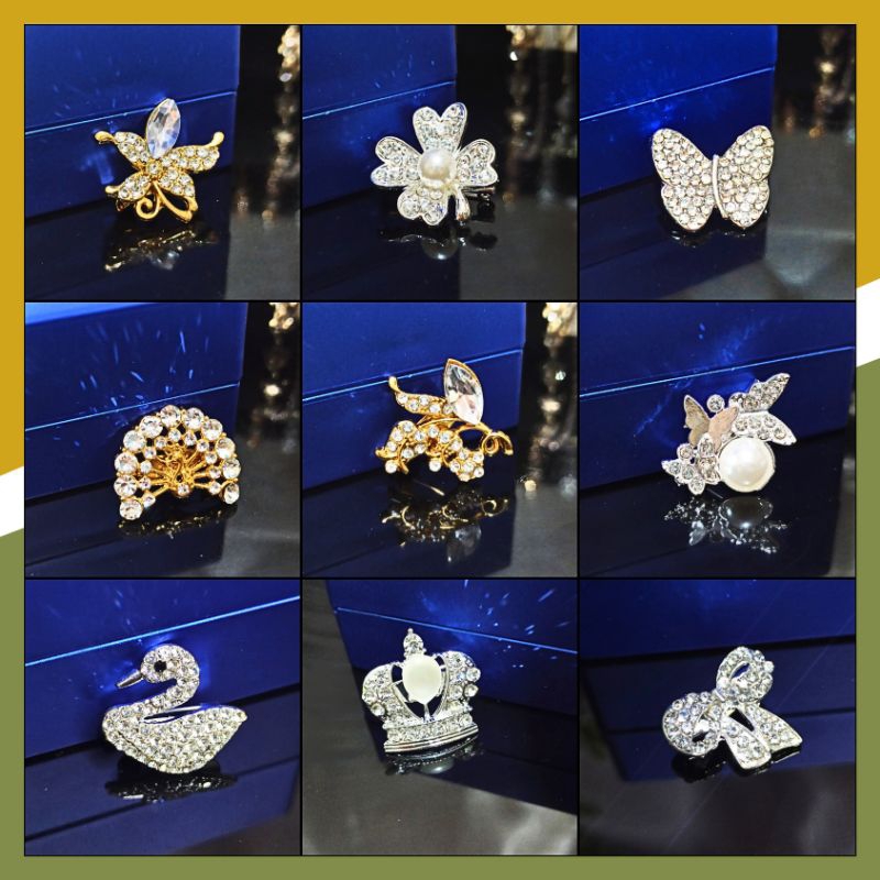 Aksesoris Bros Hijab Cantik Mewah Style Korea Untuk Wanita / Pin jilbab Peniti Mini Bros dagu Model 