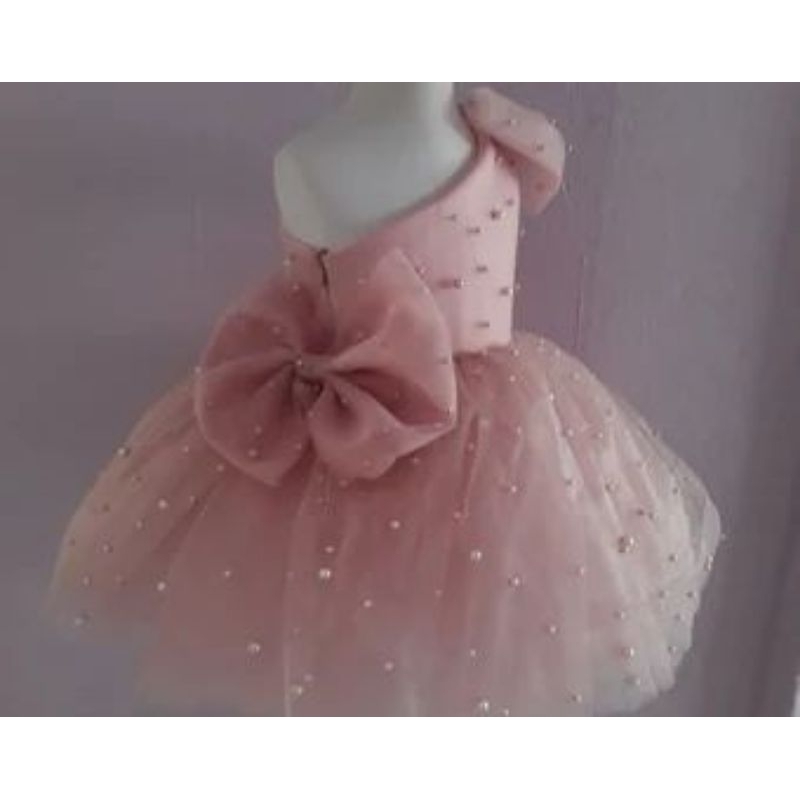 Gaun anak pesta gaun bayi rosegold tutu mutiara