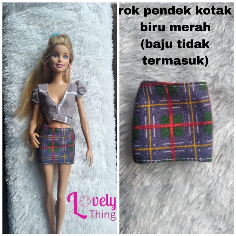 rok pendek kotak boneka barbie/rok pendek kotak barbie