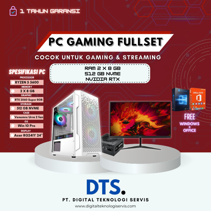 PC Gaming Fullset | Ryzen 5 5600 | RTX 2060 Super | 16GB | 512GB NVME
