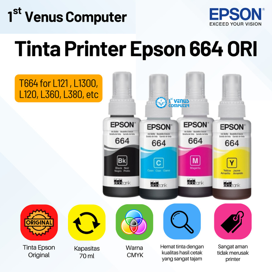 TINTA PRINTER EPSON 664 ORI / TINTA 664