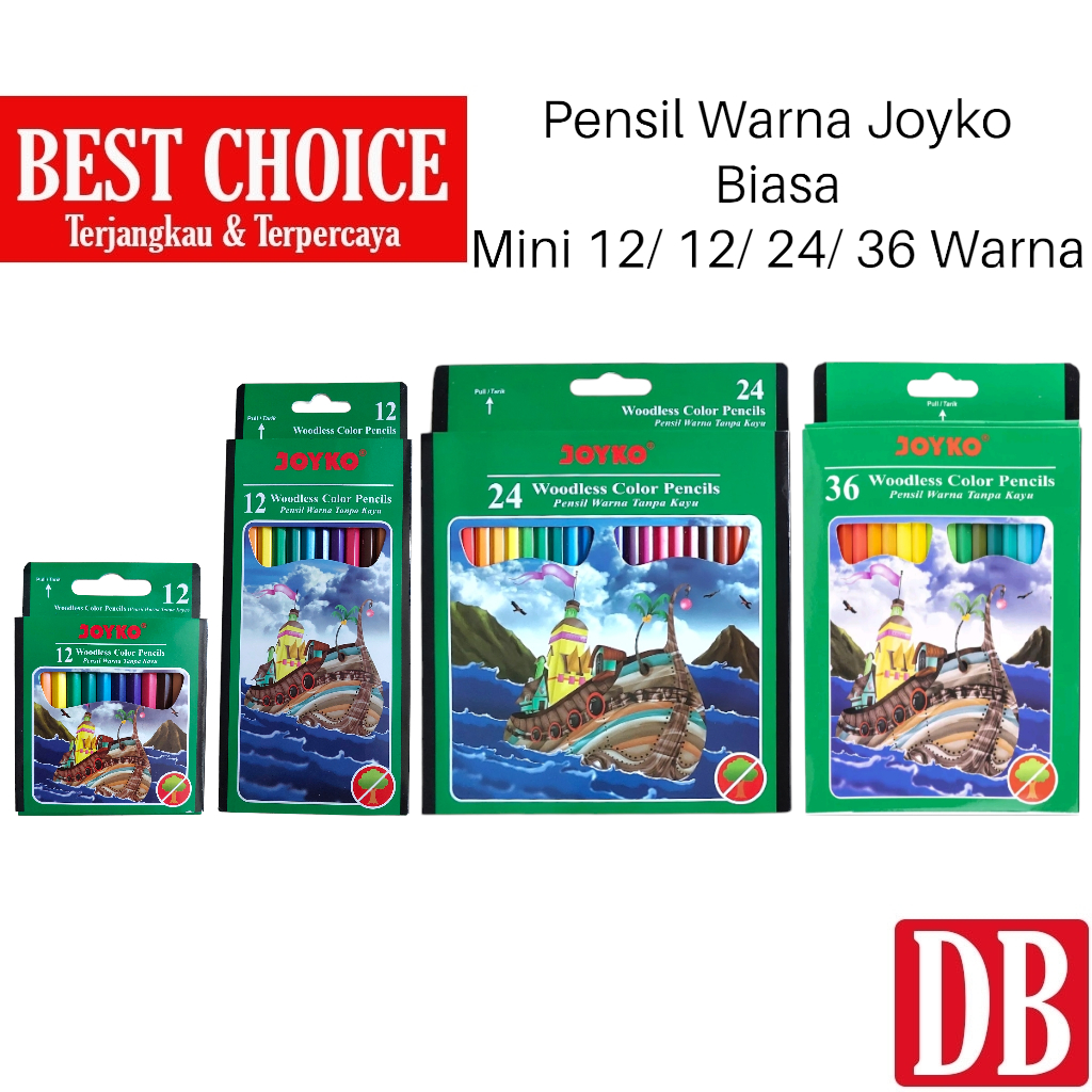 

Pensil Warna / Woodless Color Pencils Joyko 12 / 24 / 36 Warna Panjang Pendek