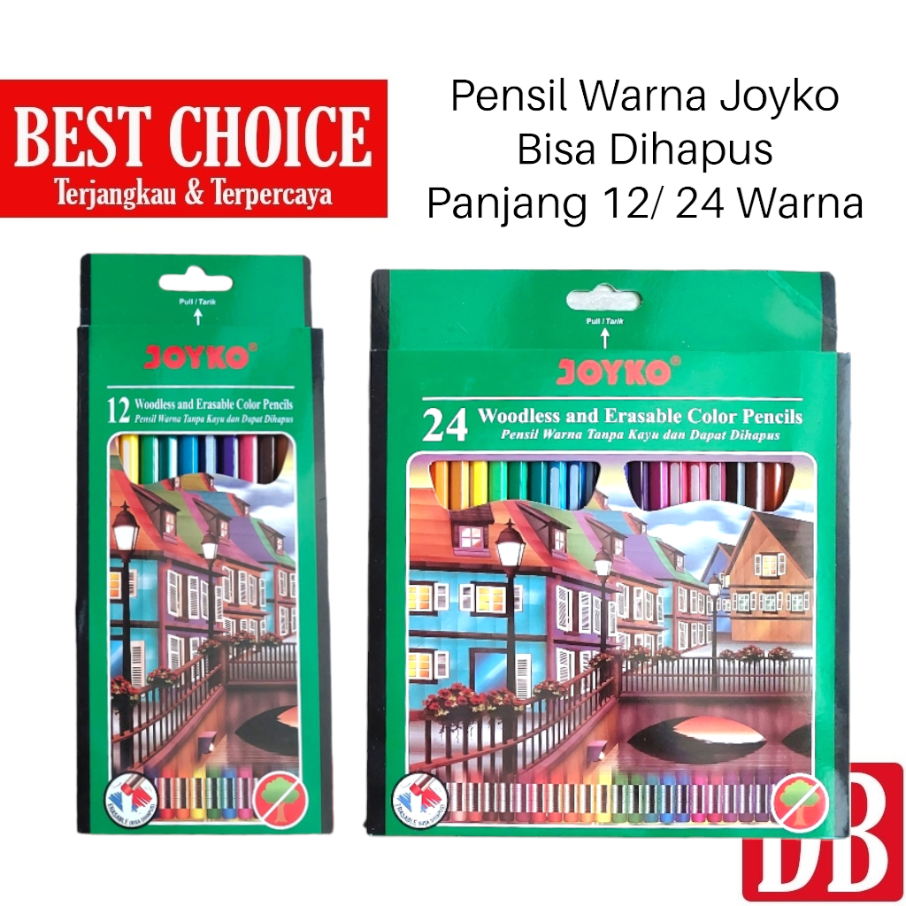 

Pensil Warna Bisa Dihapus / Woodless Erasable Color Pencils Joyko 12 & 24 Warna