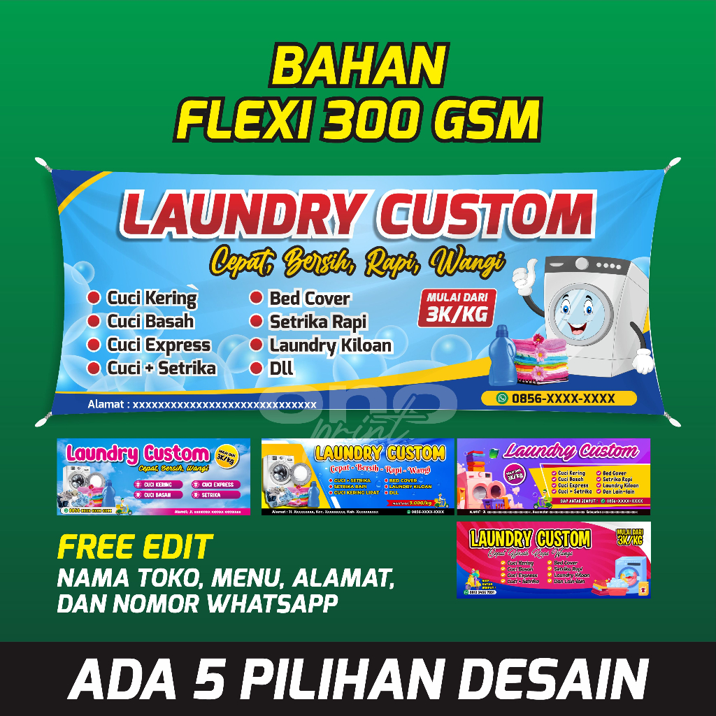 CETAK BANNER LAUNDRY KEKINIAN TEBAL 300 GSM / BANNER LAUNDRY KILOAN / SPANDUK LAUNDRY KILOAN / SPAND