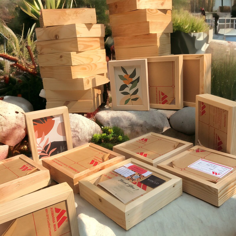 pigura 3D ukuran 25x30 kedalaman 3.5 cm kayu jati belanda