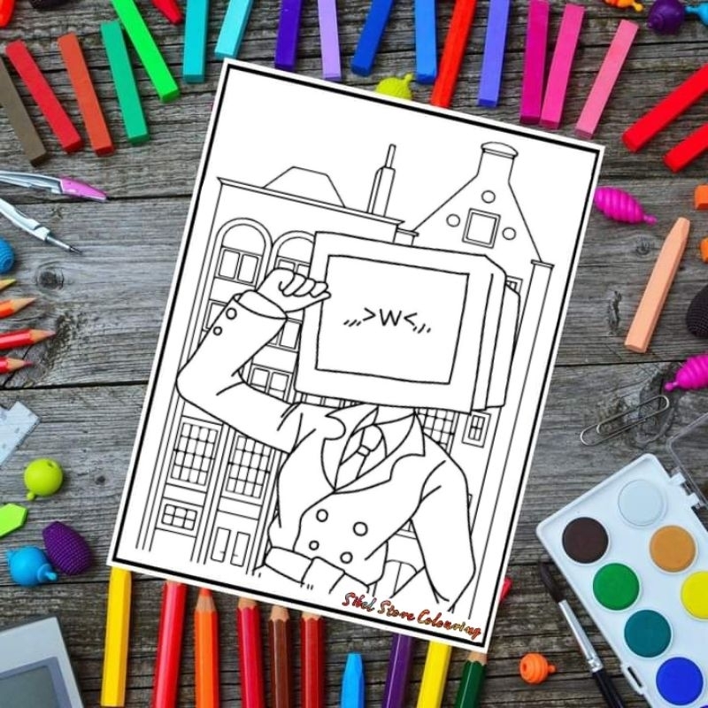 

Kertas Mewarnai Gambar Anak Tema Skibidi Toilet V2 - Kertas Brief Card