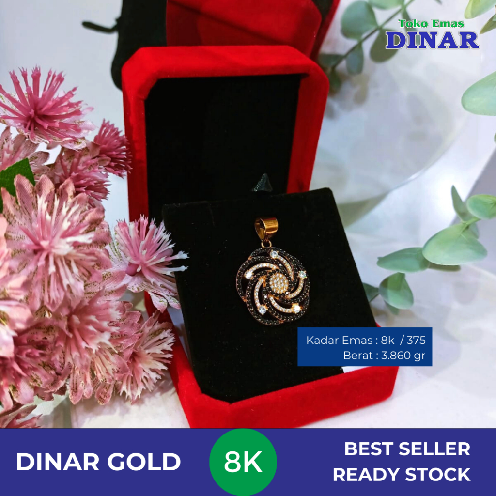 LIONTIN BATU PUTIH HITAM KADAR 8K/375 - EMAS MUDA