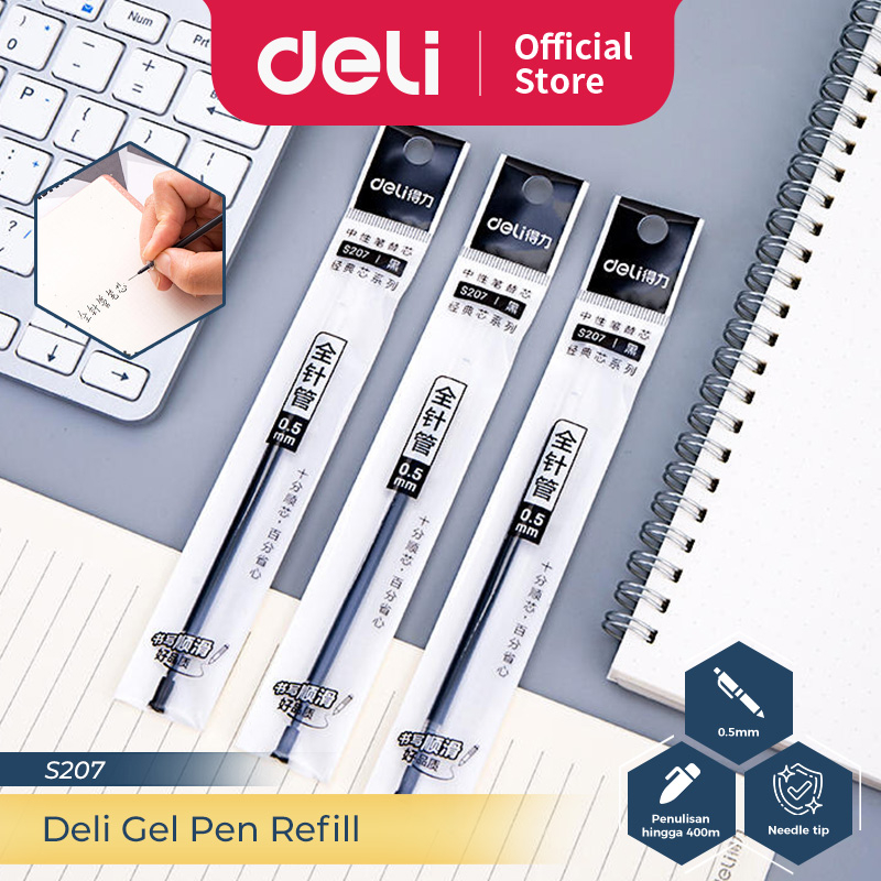 

Deli Gel Pen Refill / Isi Ulang Tinta Pulpen Gel Hitam 0.5 mm Isi 1 pcs Needle Tip S207