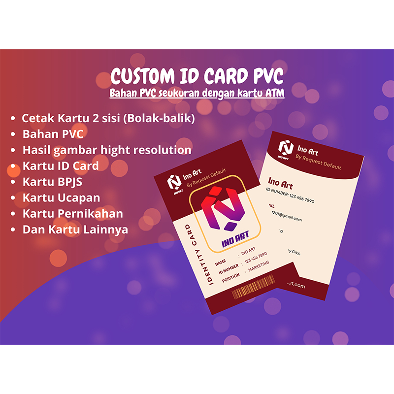 ID CARD KARTU PVC TEBAL Seperti ATM 2 Sisi Bolak Balik