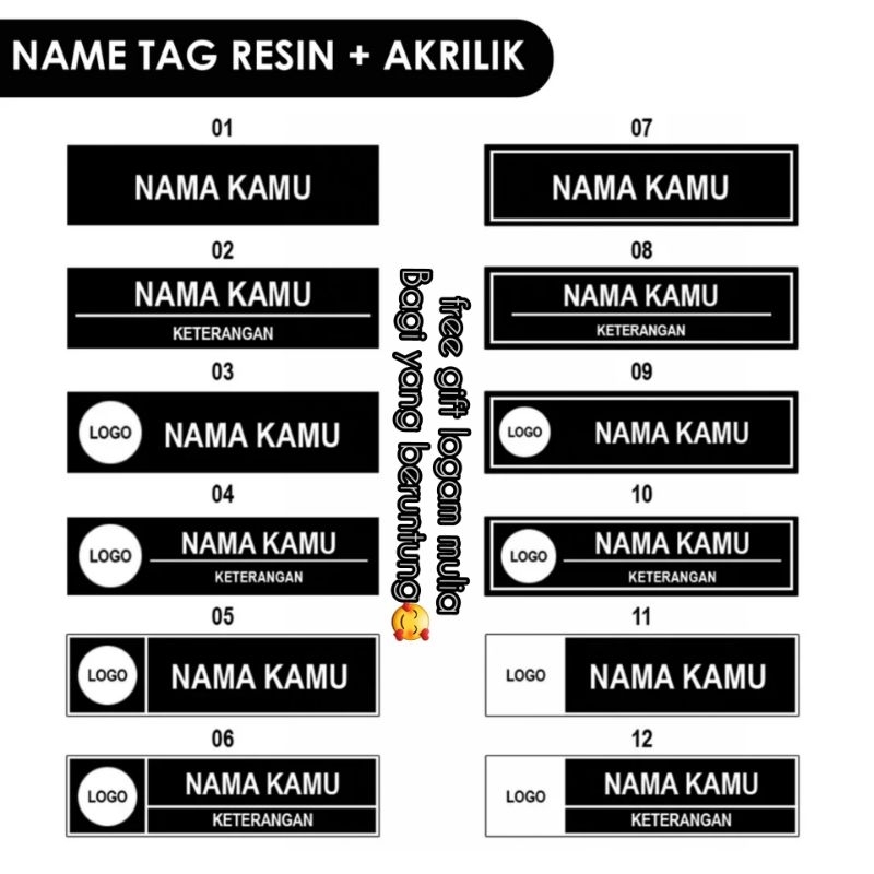 

NAMETAG PAPAN NAMA DADA PNS/ASN/MAHASISWA/SEKOLAH