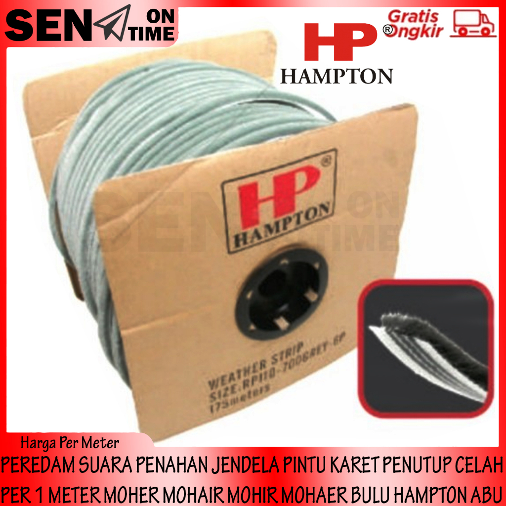 PEREDAM SUARA PENAHAN JENDELA PINTU MOHIR MOHAER BULU HAMPTON ABU ABU MOHER MOHAIR PER 1 METER KARET