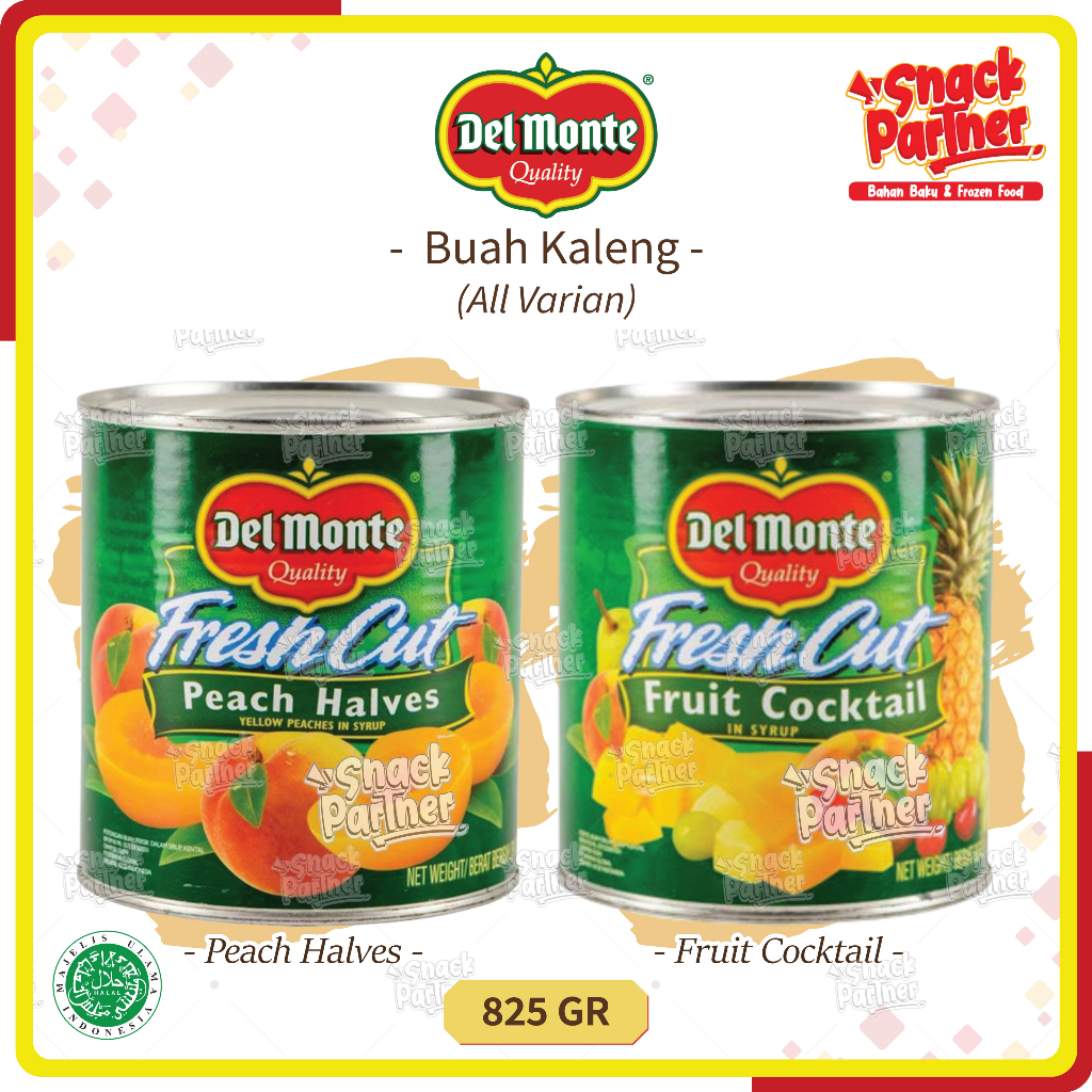 

DELMONTE BUAH KALENG 825 GR - DEL MONTE Peach Halves Fruit Cocktail in Syrup Dalam Sirup