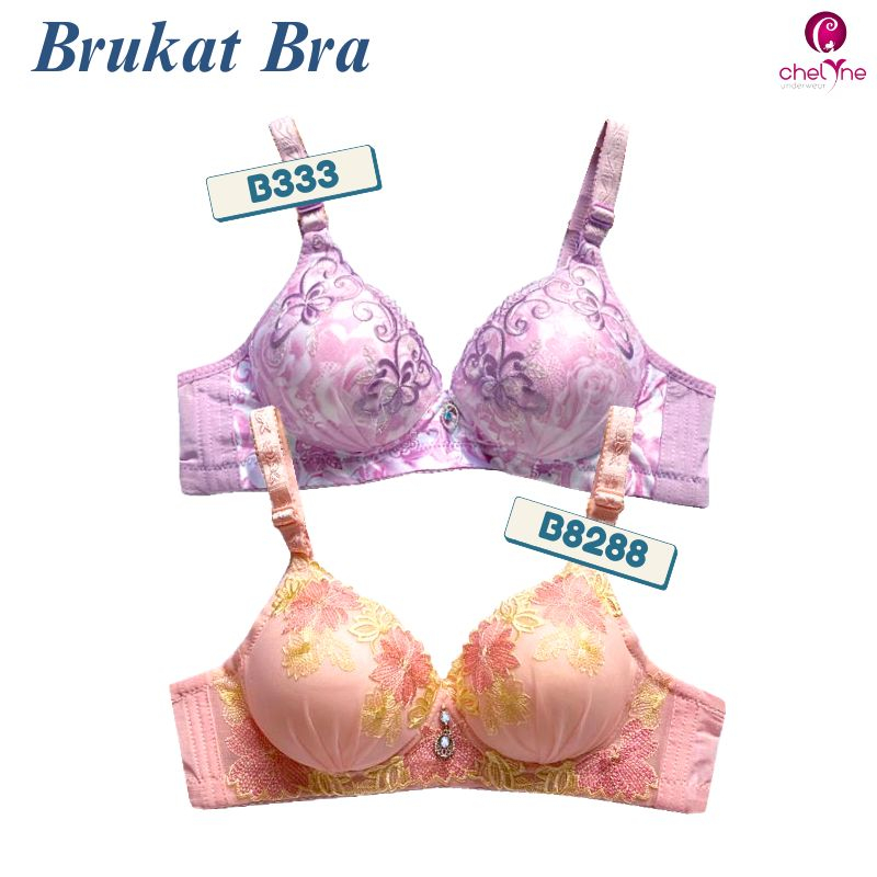 Chelyne BH Busa Tebal B333 / B8288 Push-Up Bra Tanpa Kawat Full Brukat - Full Cup Bra 34/38