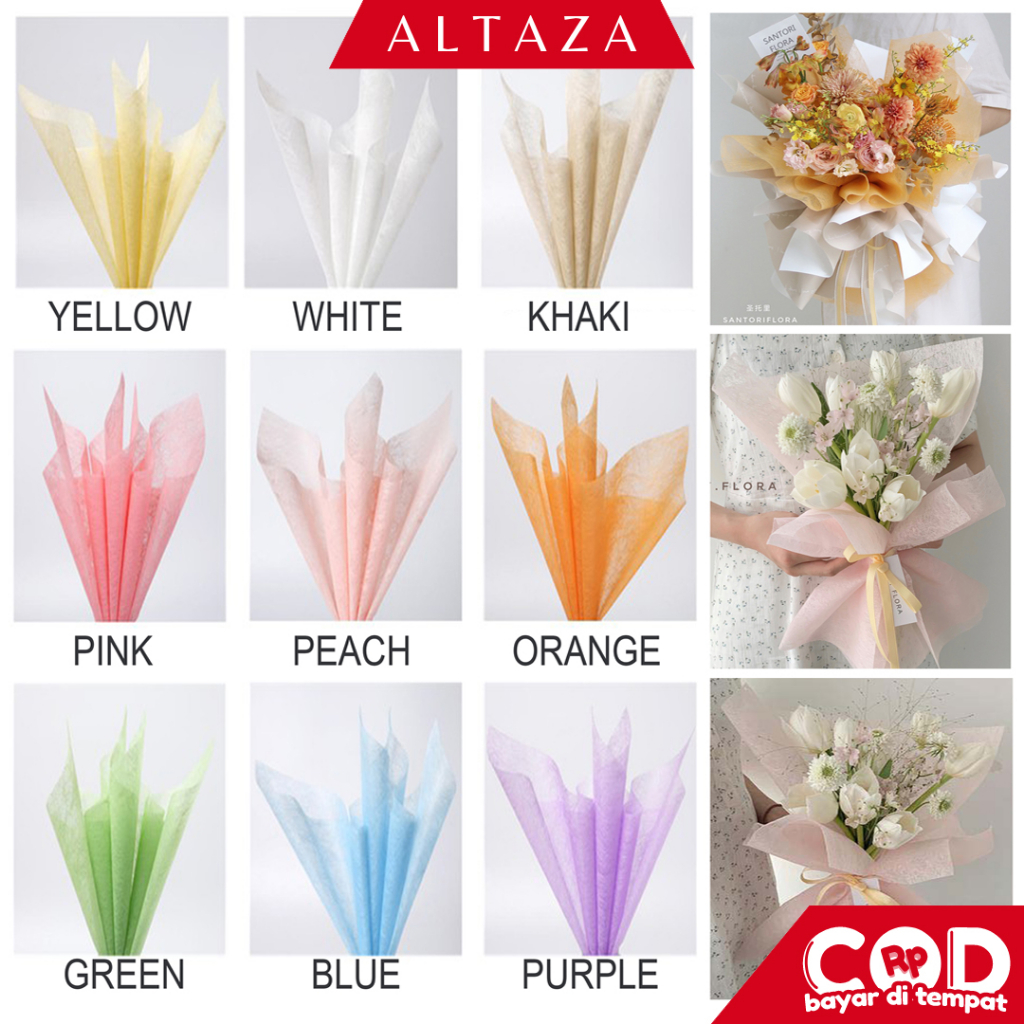 

Altaza COD Tissue Paper Flower Wrapping Paper Waterproof / Korean Wrapping Kertas Buket Bunga Perlengkapan Florist Cellophane KB26