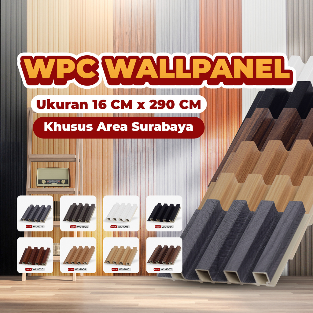 WPC WALLPANEL 3D WOOD PANEL HIASAN DINDING 3D / FLUTED WOOD PANEL UKURAN 16CMX290CM FREE ONGKIR AREA
