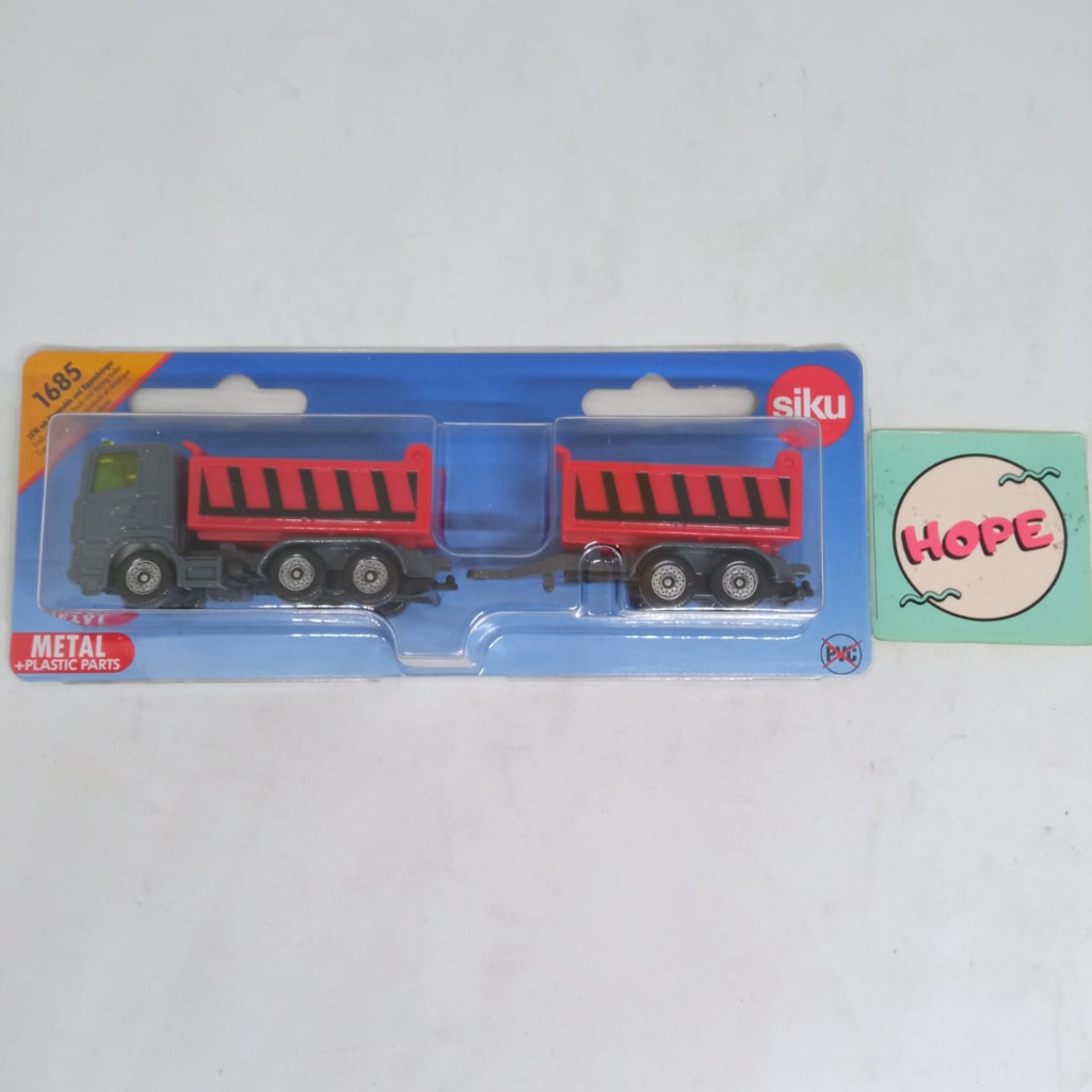 Siku Long 1685 Truck With Dumper Body & Tipping Trailer Diecast Mobil Truk Original