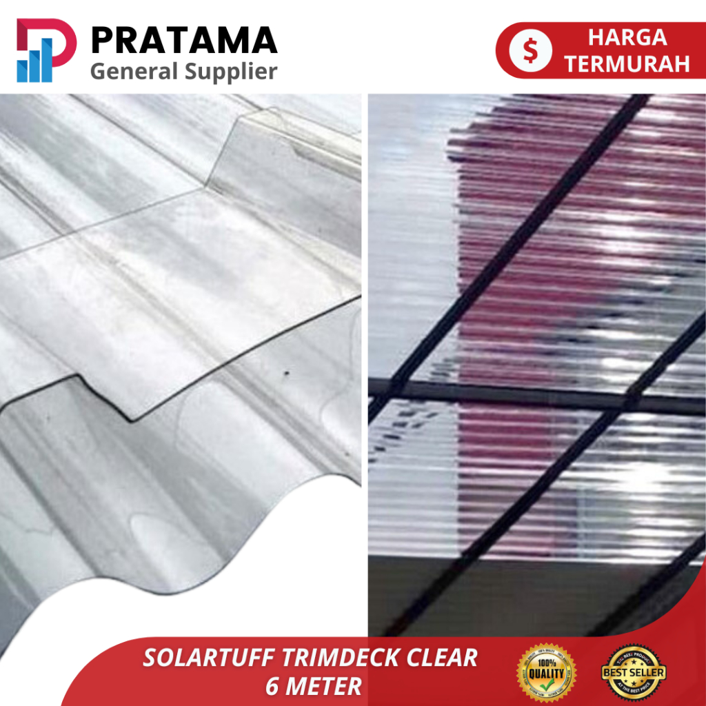 Atap gelombang Tembus Cahaya Solartuff Polycarbonate TRIMDECK 6m | surabaya
