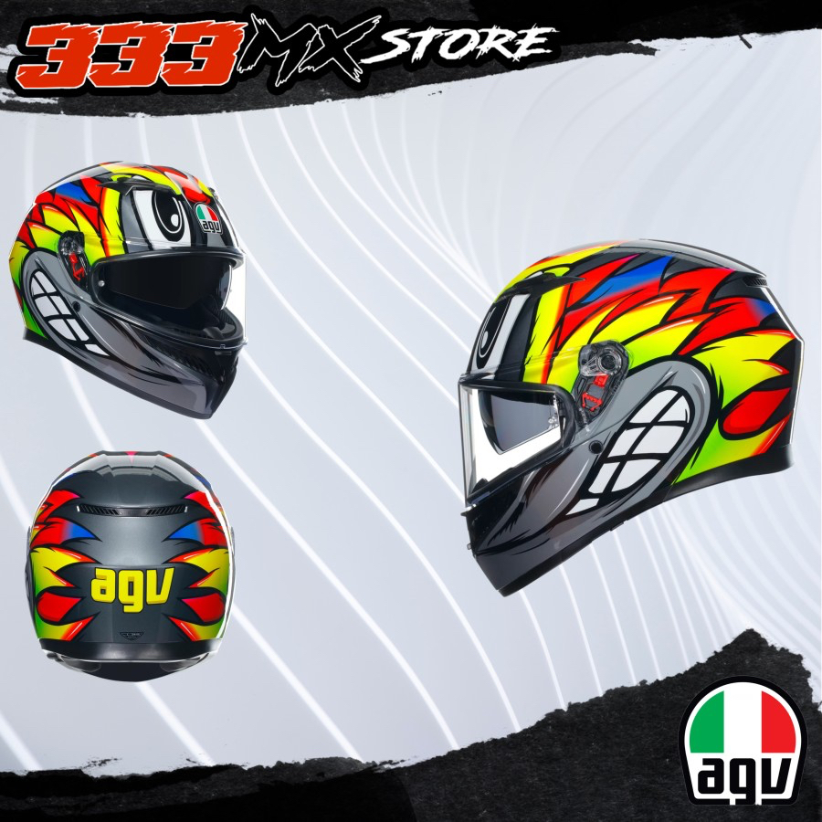 Helm AGV K3 Birdy Grey Yellow Red AGV Helmet K3 Birdy Grey Original