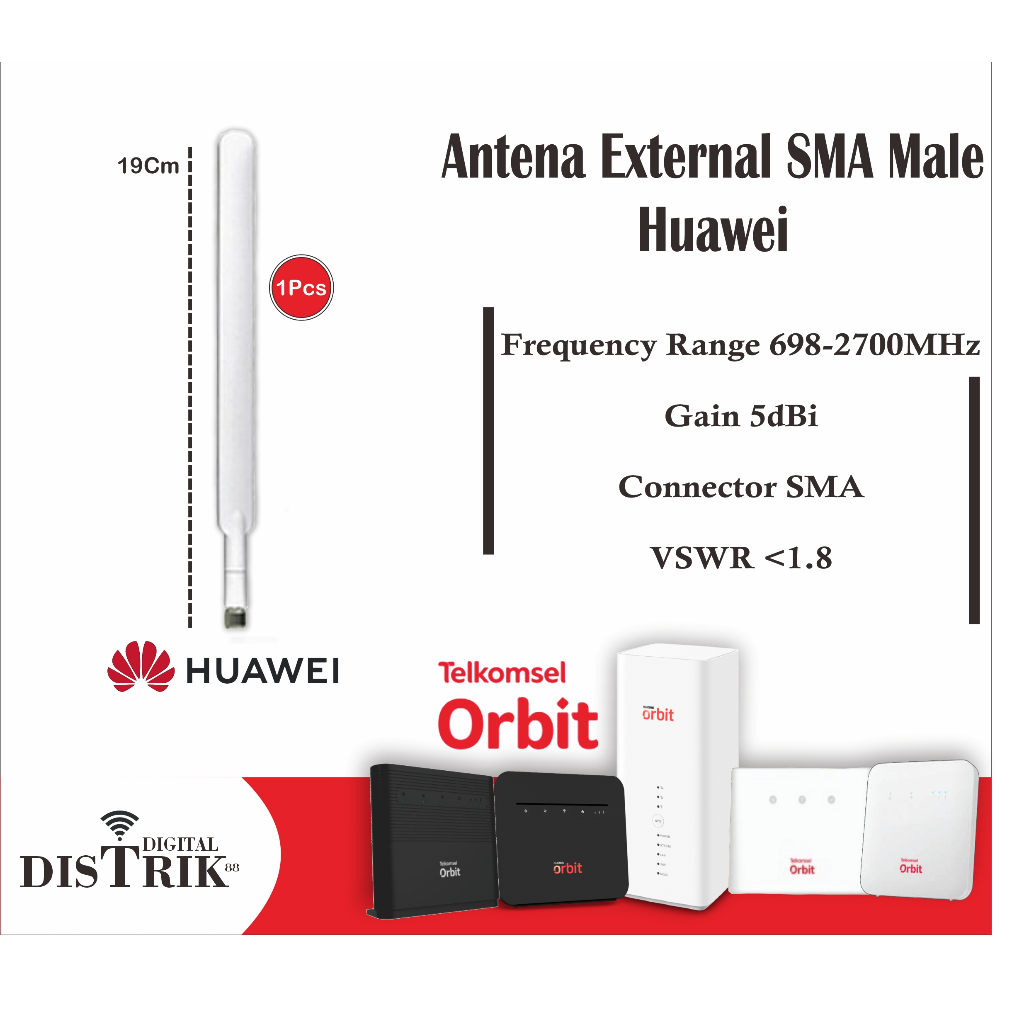 Antena External Huawei Support Orbit Star 2 dan Star 3 Penguat Sinyal Modem/Router 5dBi 4G LTE