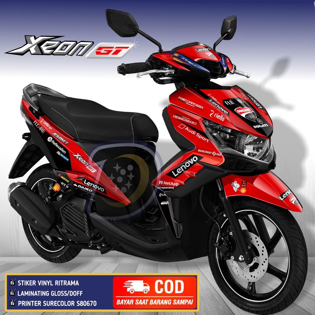 Decal Yamaha Xeon Gt 125  Striping Xeon Gt 125 Stiker Motor Xeon Gt 125 Ducati
