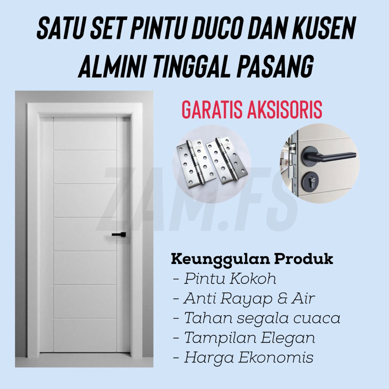 Satu Set Pintu Duco Dan Kusen Almini | Pintu Duco Set Kusen Alumunium | Pintu Kamar | Pintu Utama | 
