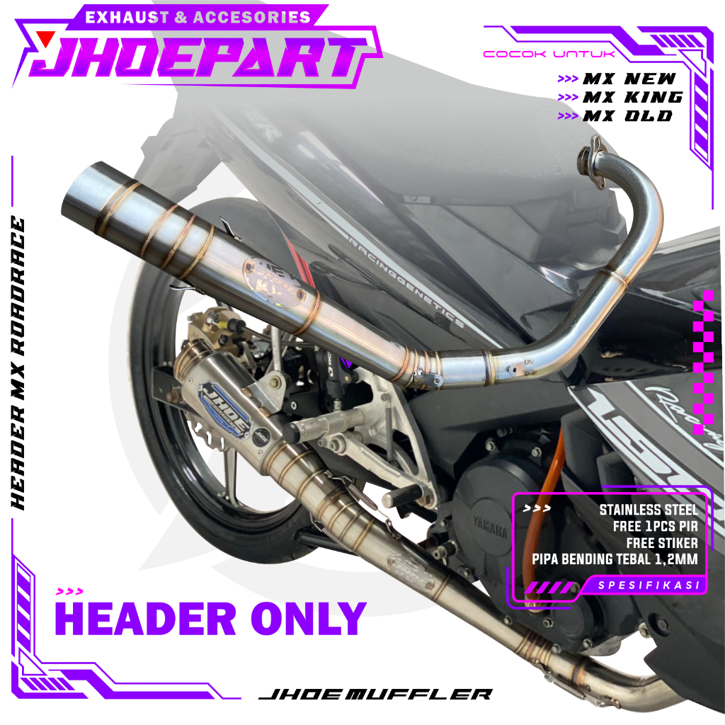 HEADER ONLY Leher KNALPOT MX KING MX NEW MX OLD ROADRACE Original Jhoe Muffler